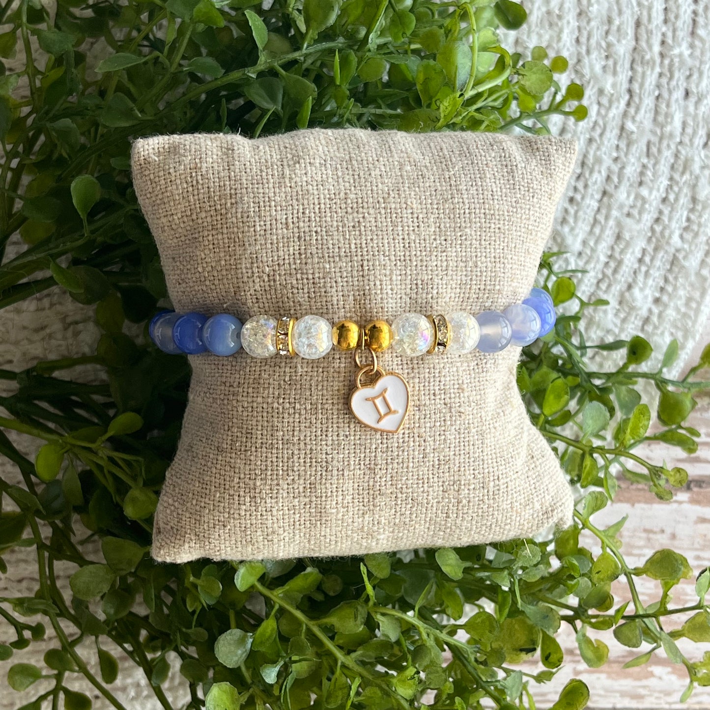 Zodiac Charm Agate Bracelet - Gemini