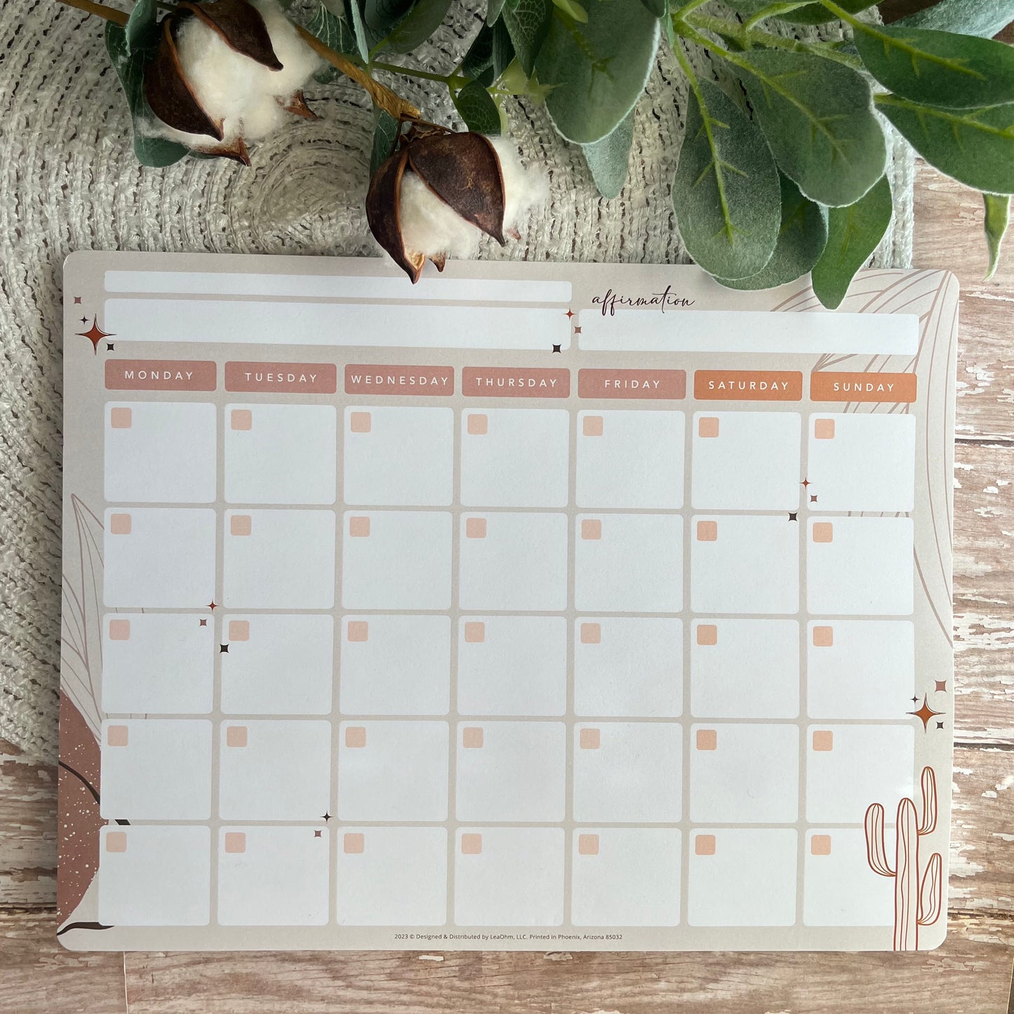 “Desert Vibes” Monthly Planner Pad