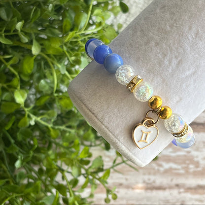 Zodiac Charm Agate Bracelet - Gemini