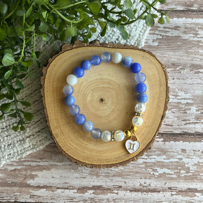 Zodiac Charm Agate Bracelet - Gemini