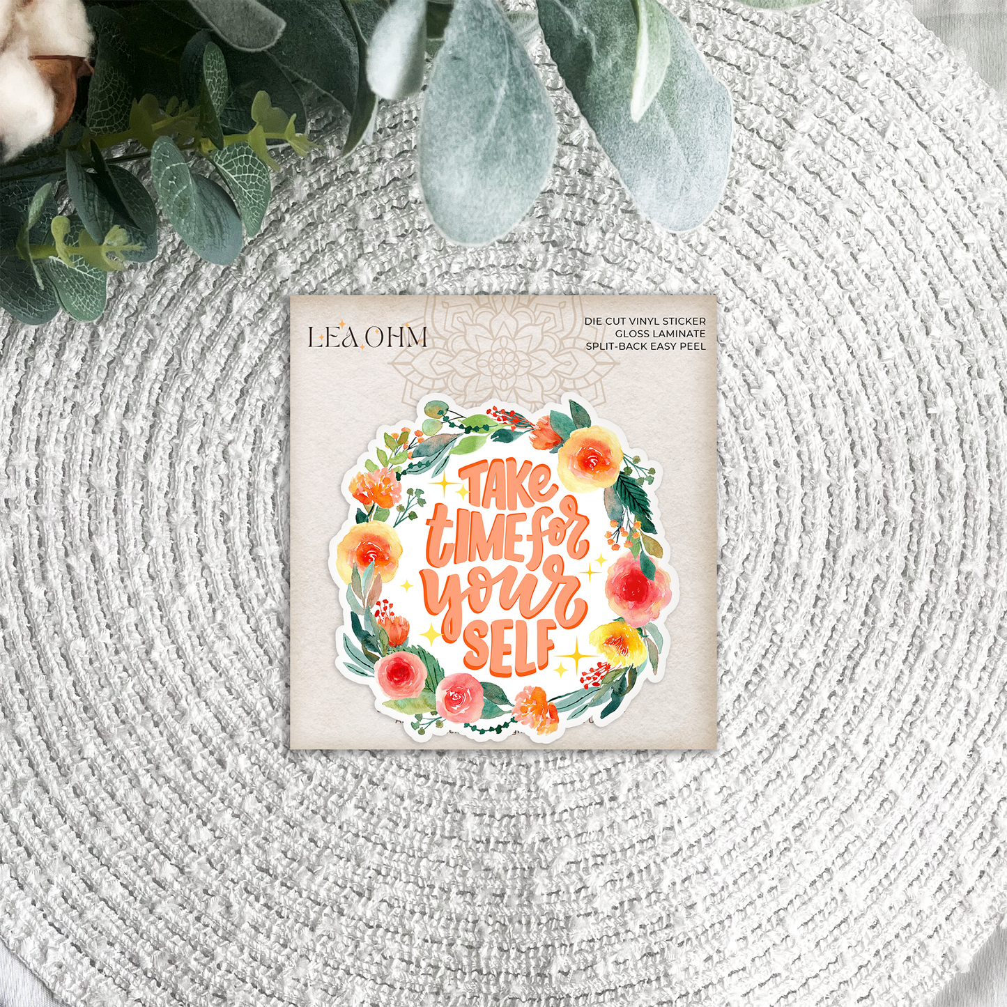 Vinyl Sticker 3" Gloss Laminate - "Take Time For Yourself"
